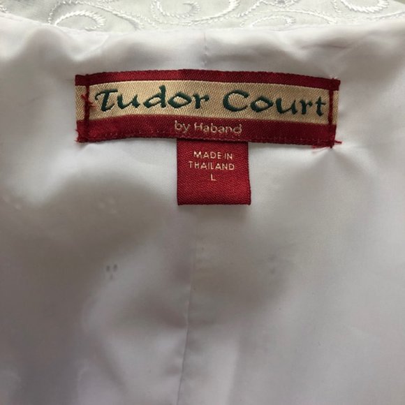 Gorgeous eyelet Tudor Court By Haband crisp white blazer Size L - Picture 5 of 14
